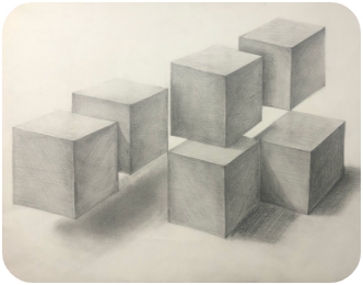 立方体デッサンの画像
